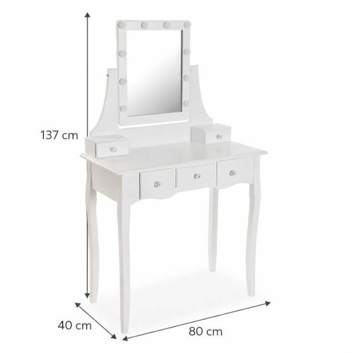 Tocador con Espejo y Luces LED Blanco Glam 22010042