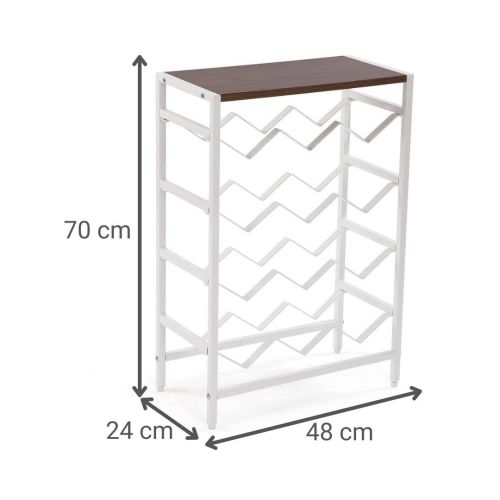 Mueble Botellero 12 Botellas de Madera MDF-Metal Blanco 21300086