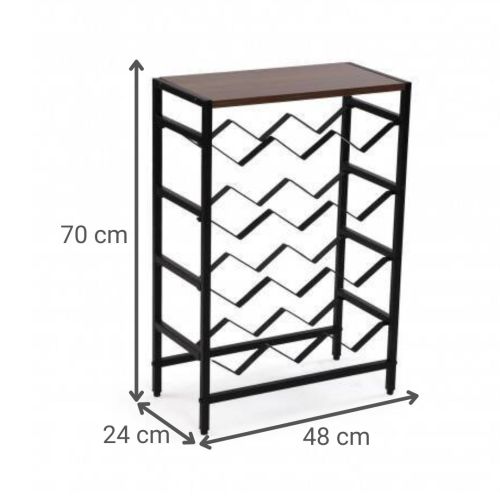 Mueble Botellero 12 Botellas de Madera MDF-Metal Negro 21300085