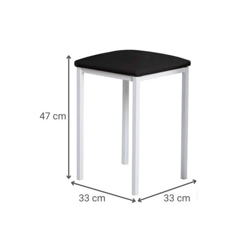 Taburete de Cocina de Metal Blanco con Asiento Tapizado 780/BL