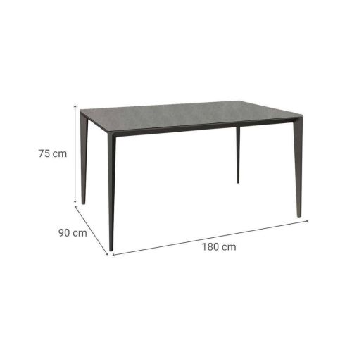 Mesa de Comedor Rectangular 180 cm Porcelánico y Metal Negro Cortés