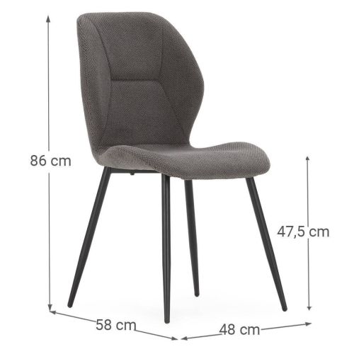 Silla de Comedor Tapizada en Tela con Patas de Metal KATIA