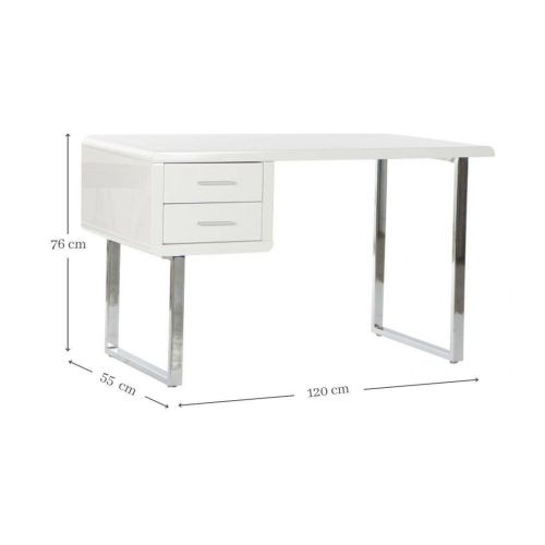 Escritorio de Metal Cromado en Blanco Con Cajones MB-182801
