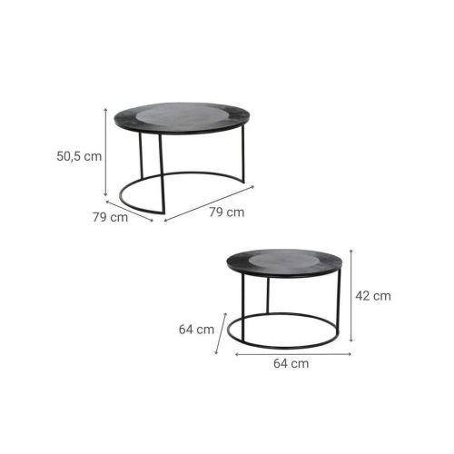 Set de 2 Mesas Auxiliares de Metal Color Negro MB-207540