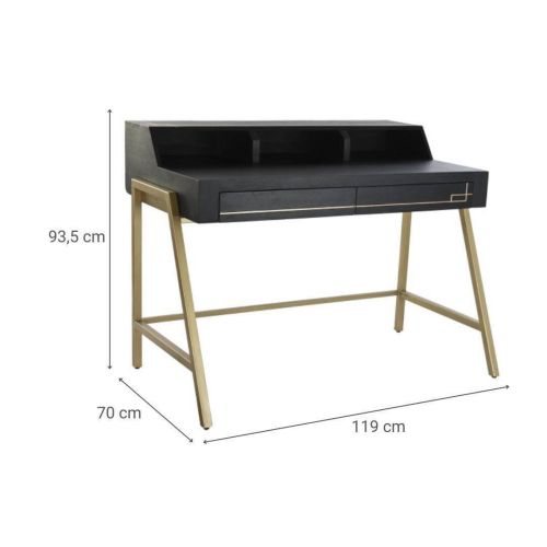Escritorio de Madera de Mango Color Negra con Detalles Dorados MB-182710