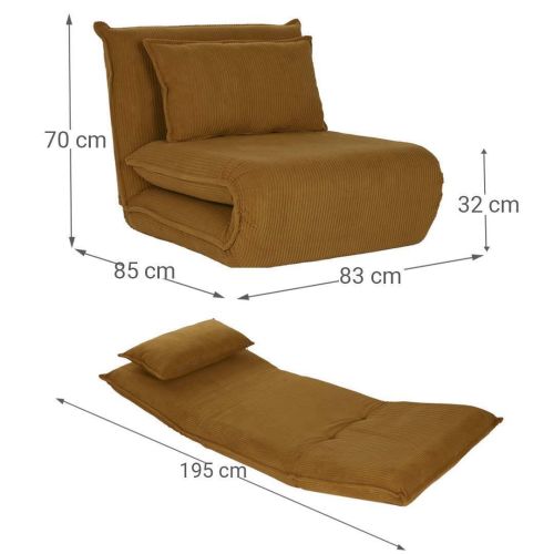 Sillón Cama Tipo Futón Metal-Poliester 83x70 cm