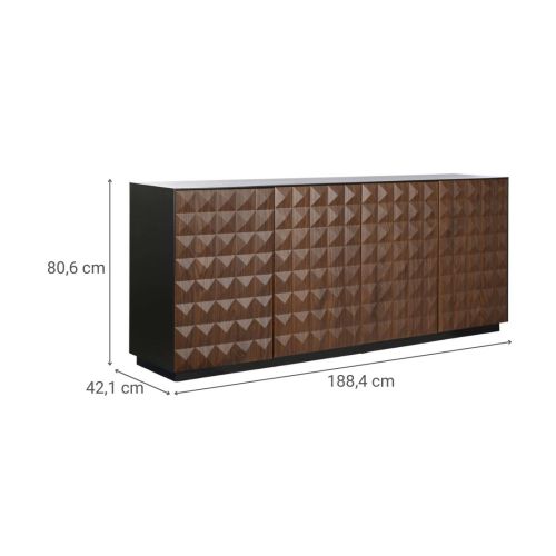 Buffet de Salón MDF Marrón con 4 Puertas y Relieve de Rombos MB-217312