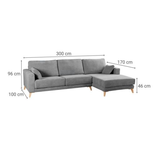 Chaiselongue Derecha 3 Plazas 300 cm Tapizado en Poliéster GIOVANI