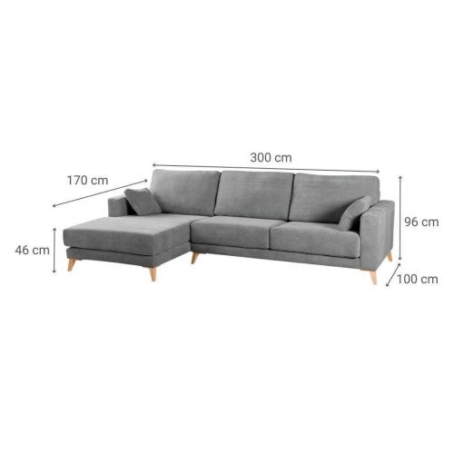 Chaiselongue Izquierda 3 Plazas 300 cm Tapizado en Poliéster GIOVANI