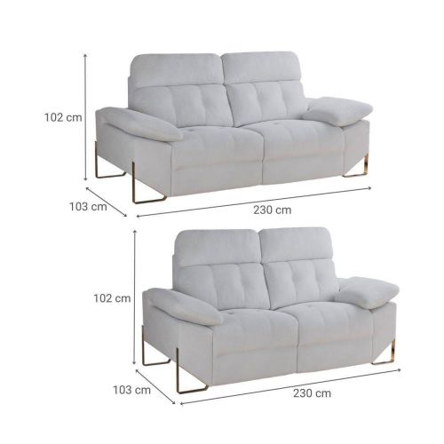 Conjunto Sofás 3+2 Plazas Relax Eléctrico Tapizado en Poliéster XENA