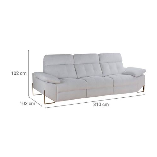 Sofá 3 Plazas 310 cm Relax Eléctrico Tapizado en Poliéster XENA