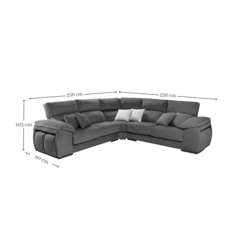 Sofá Rinconera Izquierda de Tela con 4 Puff de 256x256 cm Modelo SUPRA