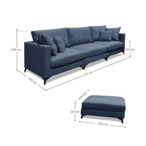 Sofá Chaise Longue Reversible Tapizado en Tela ZEHILA