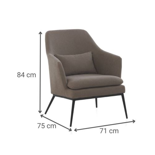Sillón Tapizado con Cojín y Patas Metálicas GABAR
