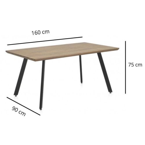Mesa de Comedor Efecto Roble y Pie Metálico GABAR 10308