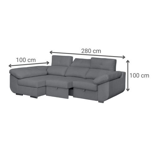 Sofá Chaise Longue Izquierda Tapizado en Tela AVRIL