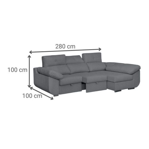 Sofá Chaise Longue Derecha Tapizado en Tela AVRIL