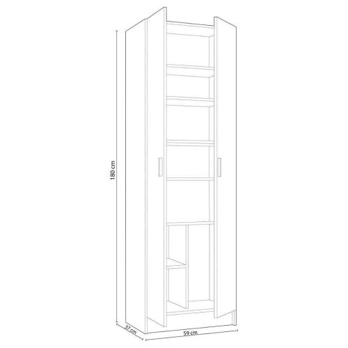 Armario auxiliar blanco de melamina con 2 puertas y 5 estantes regulables 007146O