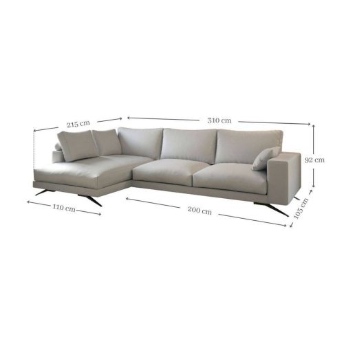 Sofá Chaise Longue Izquierda Tapizado color Blanco Roto MERCURY
