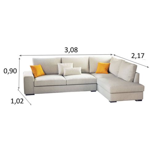 Sofá Chaise Longue Derecha Tapizado en Tela HORUS