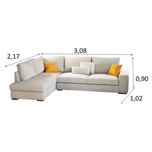 Sofá Chaise Longue Izquierda Tapizado en Tela HORUS