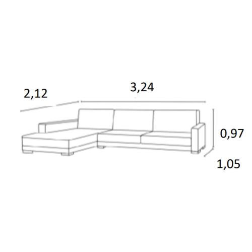 Sofá Chaise Longue de Patas Altas Tapizado en Tela Derecha QUEEN