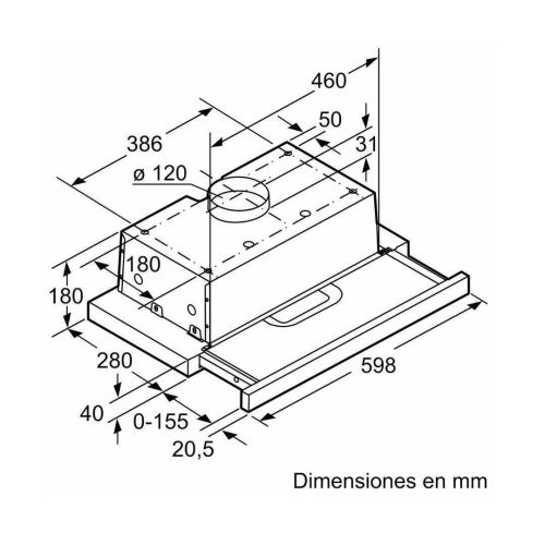 Campana BALAY Extraible Telescopia 60 cm INOX 360 M3/H Iluminación LED 3BT263MX
