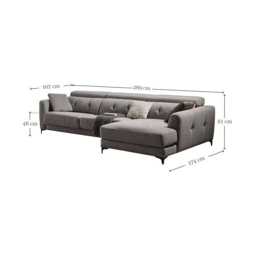 Sofá Chaise Longue Derecha con Asientos Deslizantes CLAUDIA