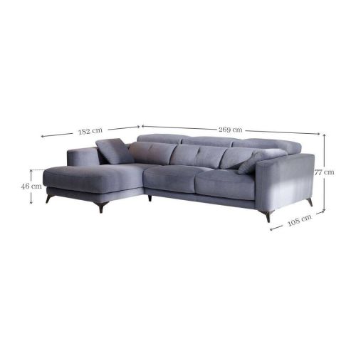 Sofá Chaise Longue Izquierda con Asientos Deslizantes JULIA