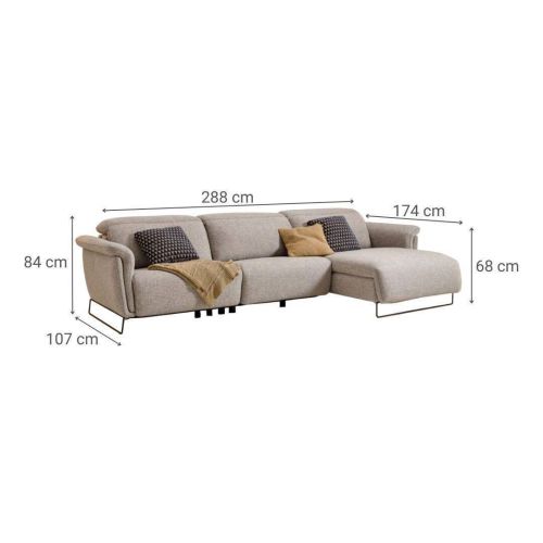 Chaiselongue Derecha 288 cm Relax Eléctrico ASHLEY