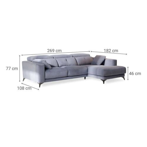 Sofá Chaise Longue Derecha con Asientos Deslizantes JULIA