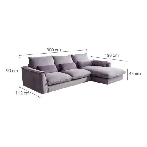 Sofá Chaiselongue Derecha Tapizado en Tejido Aquaclean MAURO