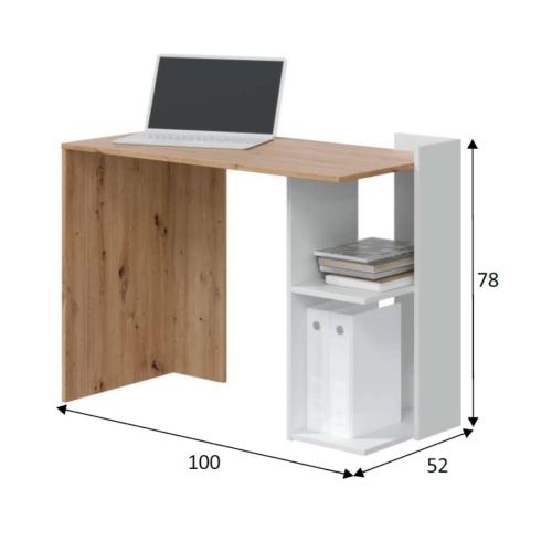 Mesa de escritorio Artik roble nodi y blanco 012317W
