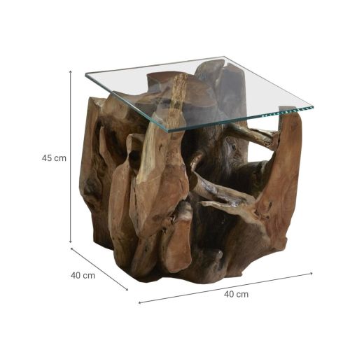 Mesa Auxiliar con Forma de Raíz de Árbol y Superficie de Vidrio 32-124