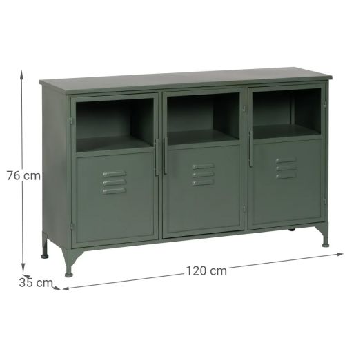 Aparador Verde Mental de Metal-Cristal 611362