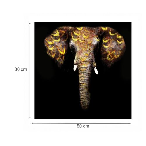 Cuadro de Cristal Impreso Elefante en Negro y Dorado 81-481