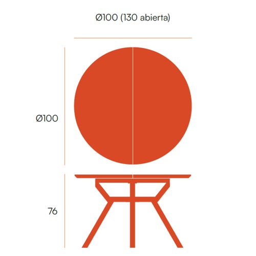 Mesa de Comedor Extensible 100 cm con Estructura Metálica CANTÁBRICO