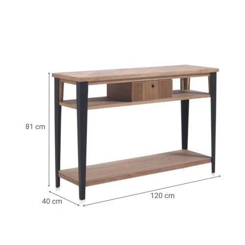 Consola de madera color natural con patas color negro GABAR 10406