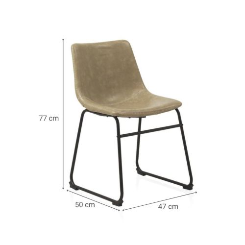 Silla tapizada en crema con base de metal negra GABAR 10752/1