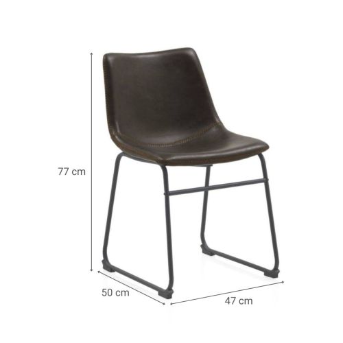 Silla tapizada en marrón con base de metal negra GABAR 10753/1