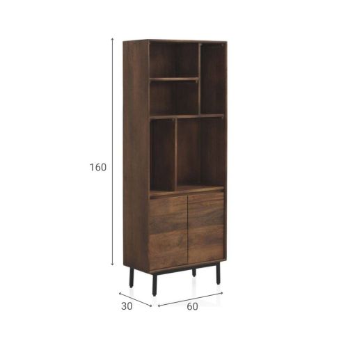 Librería de 2 Puertas en Madera de Mango Natural con Patas de Metal GABAR 10823