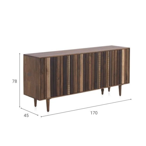 Aparador en madera maciza con 3 puertas en tonos naturales GABAR 10842
