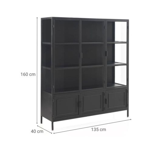 Vitrina negra de metal y cristal GABAR 10866