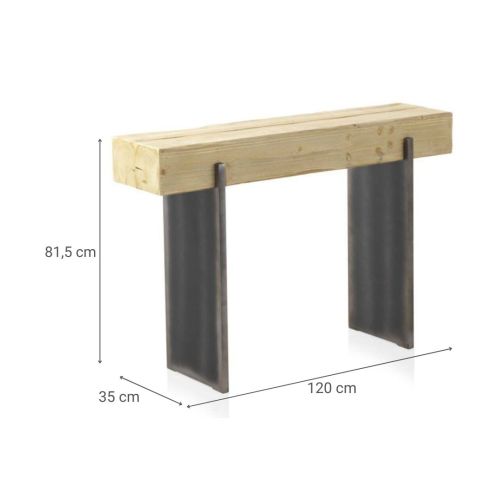Consola de madera maciza chapada en abeto natural GABAR 10935