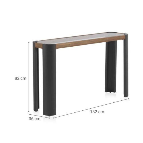 Consola metálica con madera y cristal en color natural GABAR 10950
