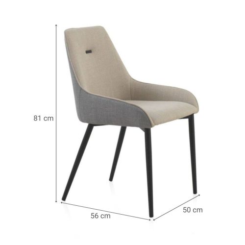Silla tapizada bicolor con patas metálicas negras GABAR 11046/1