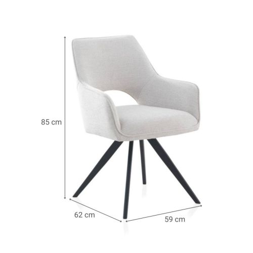 Sillón tapizado en color beige con patas metálicas negras GABAR 11058/1