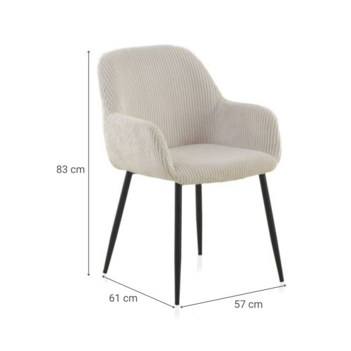 Sillón de pana blanca con patas de metal negras GABAR 11060/1