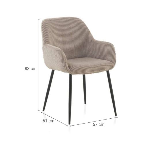 Sillón de pana lavanda con patas de metal negras GABAR 11060/1