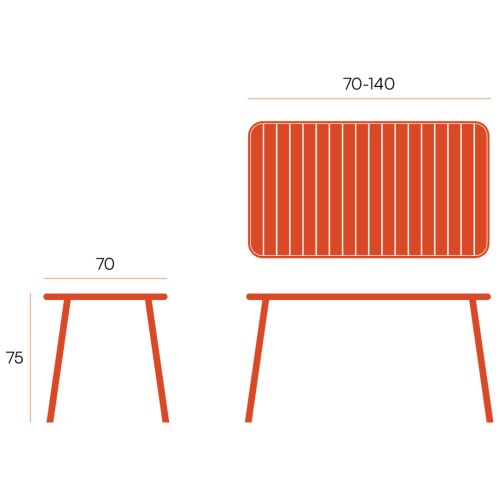 Mesa de terraza con Estructura Metálica HONOLULU 140 cm